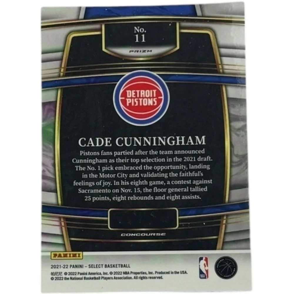 Cade Cunningham 2021 Select Rookie‎ Card Prizm Concourse Detroit Pistons